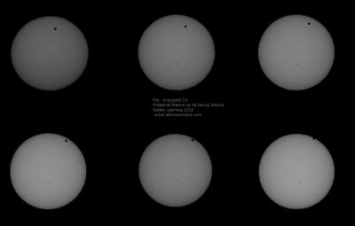 Tranzyt Wenus na tle tarczy słońca
