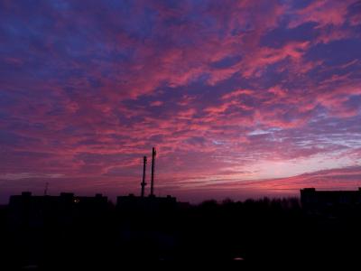 CZERWONE NIEBO PO ZACH.SŁOŃCA nad Rybnem Wielkim, 20-02-2015r.,godz.17:19