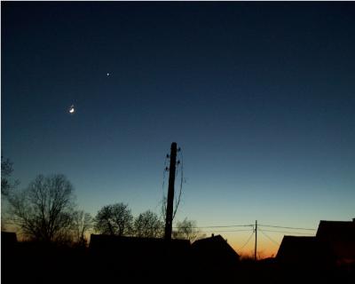 Wenus, Księżyc i Aldebaran