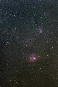Mgławica M20 Trójlistna Koniczyna i M8 Laguna