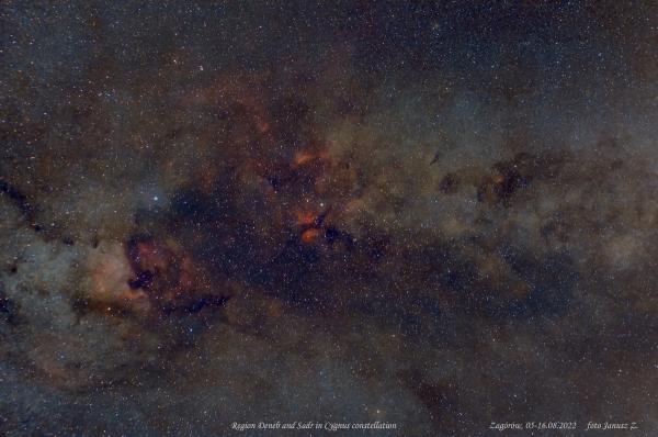 Region Deneb and Sadr in Cygnus constellation